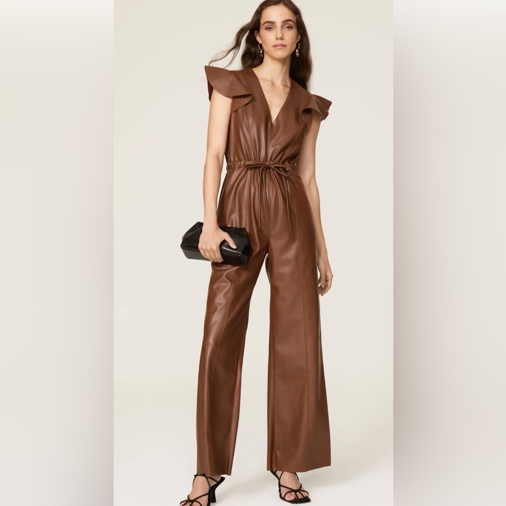 FLAW Sachin + Babi Kaydie Faux Leather Jumpsuit Size 2